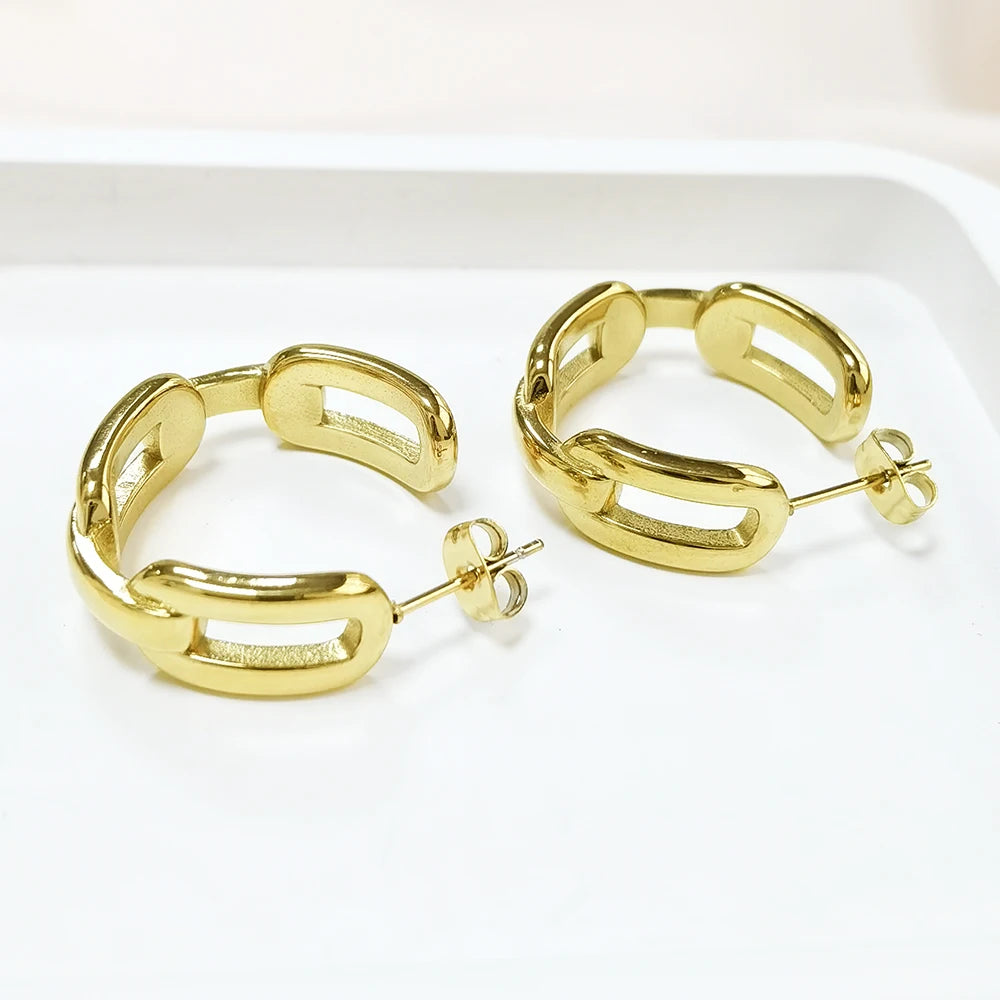 Link Chain Geometric Hoop Earrings